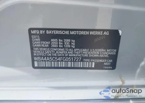 2015 BMW 428 Gran Coupe from USA, damaged, VIN WBA4A5C54FG051727